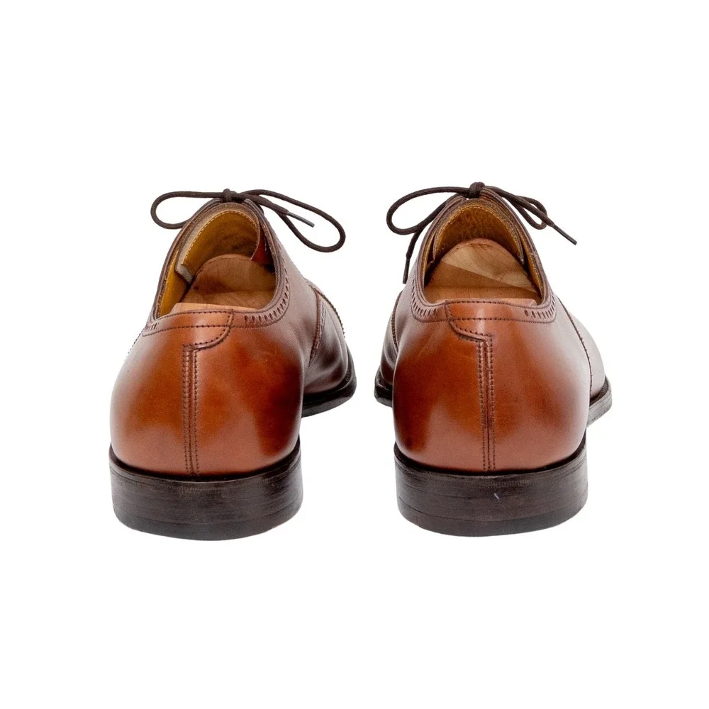 John‎ Lobb Oxford Shoes UK 10 E US 11 Brown Leather Brogue Punching SEYMOUR
